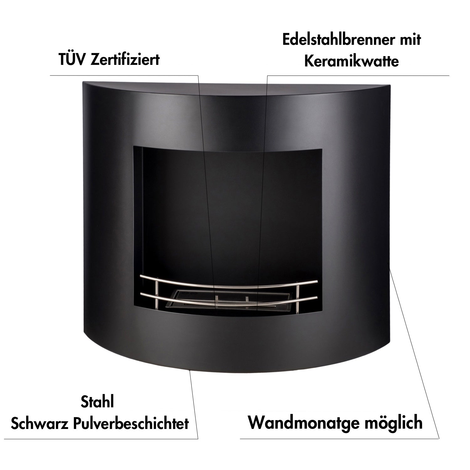 Ethanol Kamin | Wandkamin AGIR | Bioethanol Kamin | Feuerstelle LILI Home&Garden