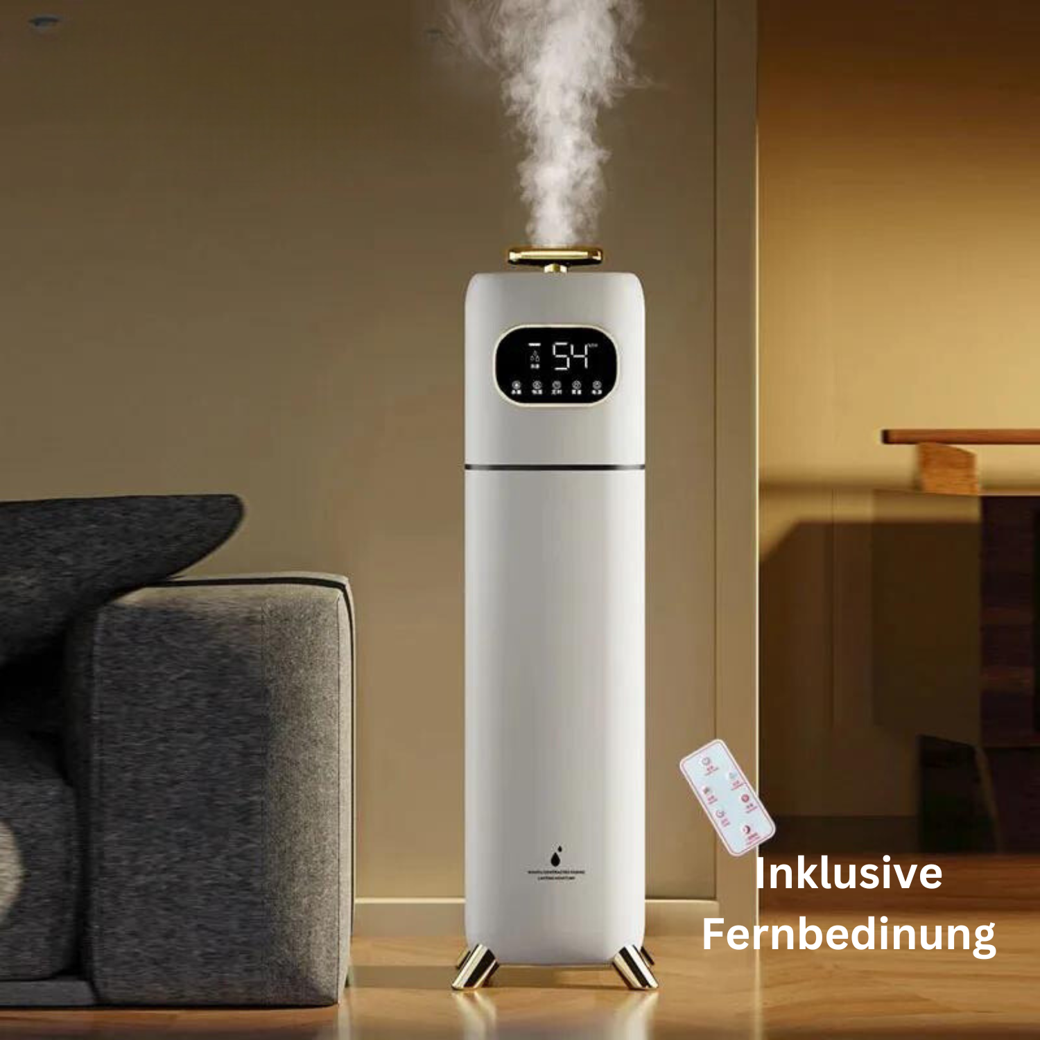 AURA Luftbefeuchter 8L Bodenluftbefeuchter mit Fernbedienung, Touchscreen und Aromatherapie