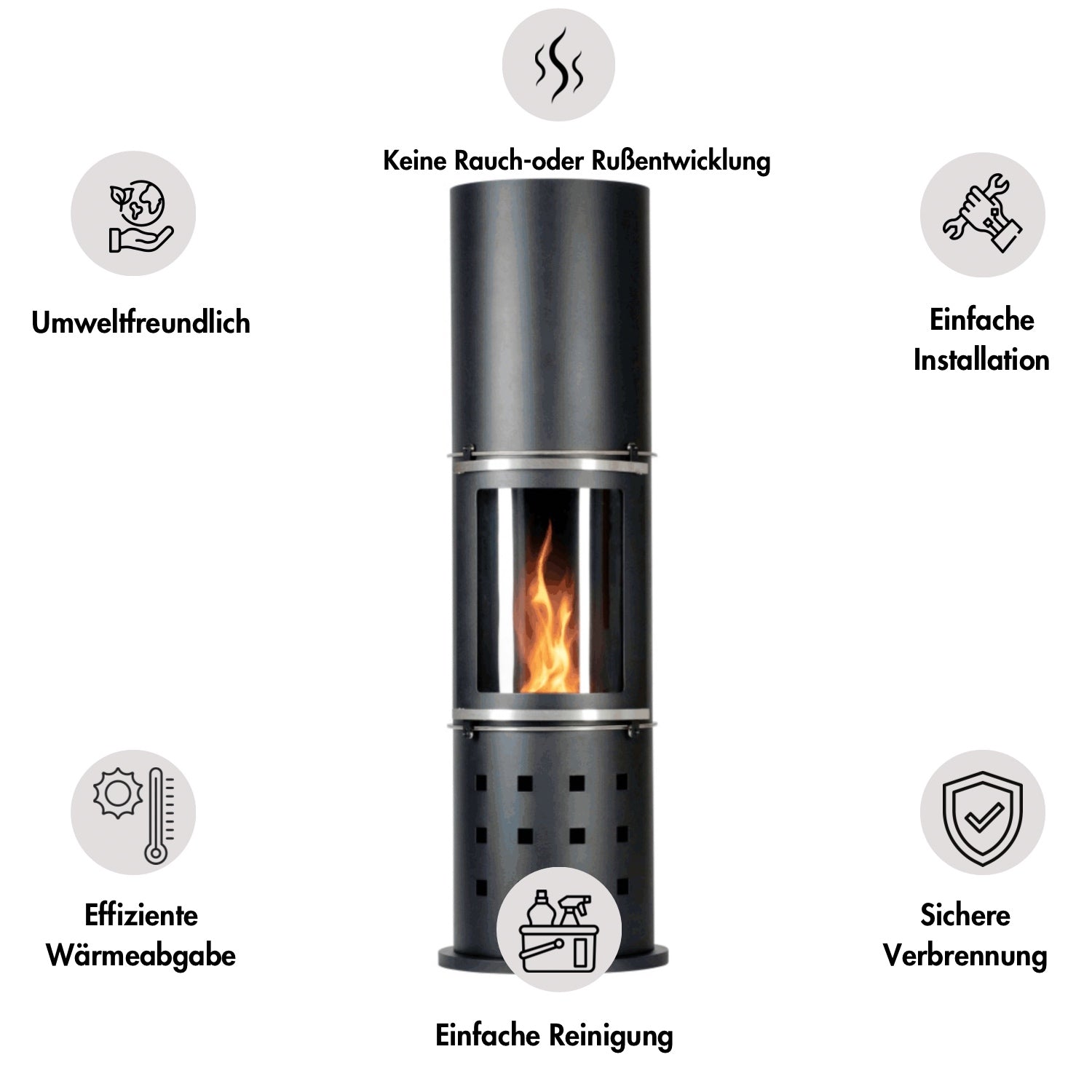 Ethanol Kamin | Bodenkamin NINA | Freistehender Bioethanol Kamin | Standkamin LILI Home&Garden